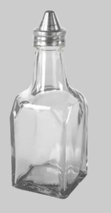 Vinagrera Cuadrada de Vidrio con Tapa Inoxidable. 6 Oz Presentación de 1 pieza