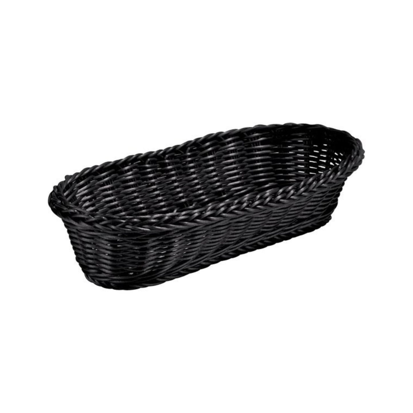 CESTA TEJIDA OVAL LARGA,NEGRO (9.2" X 4.9 " X 3.2")*(6)