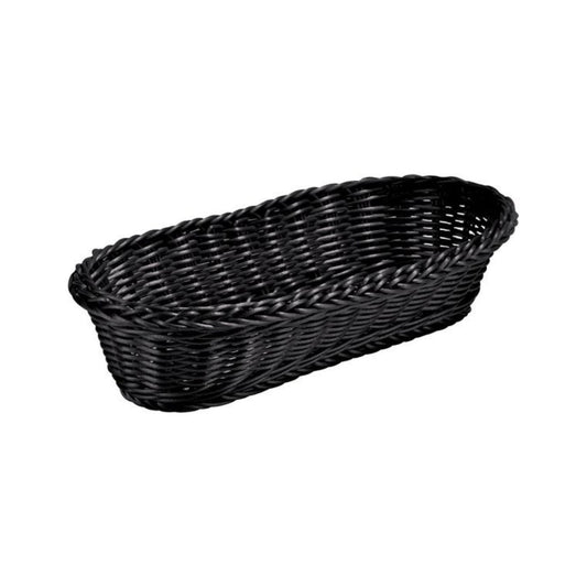 CESTA TEJIDA OVAL LARGA,NEGRO  (9.2" X 4.9 " X 3.2")*(6)