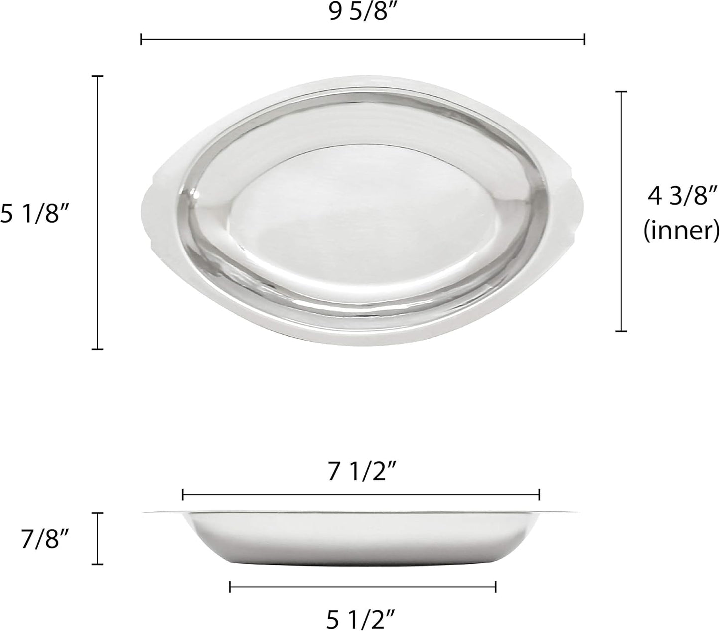 PLATO OVAL PARA GRATINAR, ACERO INOXIDABLE 12 OZ