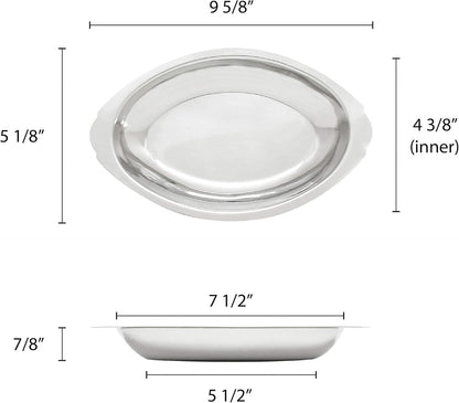 PLATO OVAL PARA GRATINAR, ACERO INOXIDABLE 12 OZ