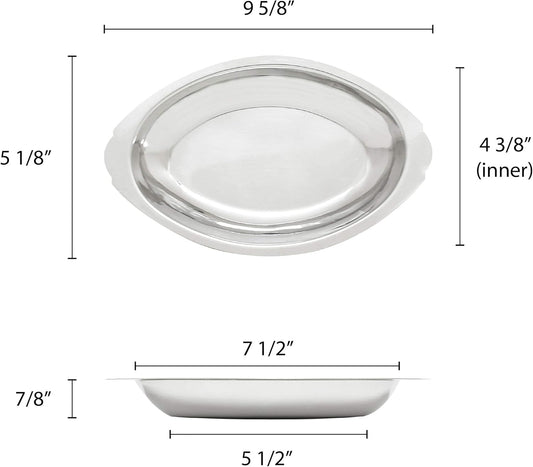 PLATO OVAL PARA GRATINAR, ACERO INOXIDABLE 12 OZ